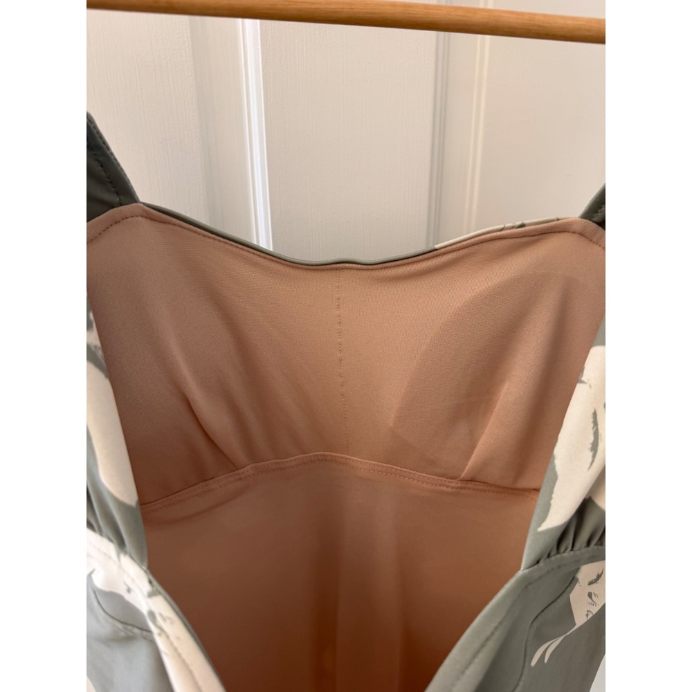 Albion Fit Victoria One Piece Swimsuit Sage Green Floral Ruched Size L - Picture 6 of 8